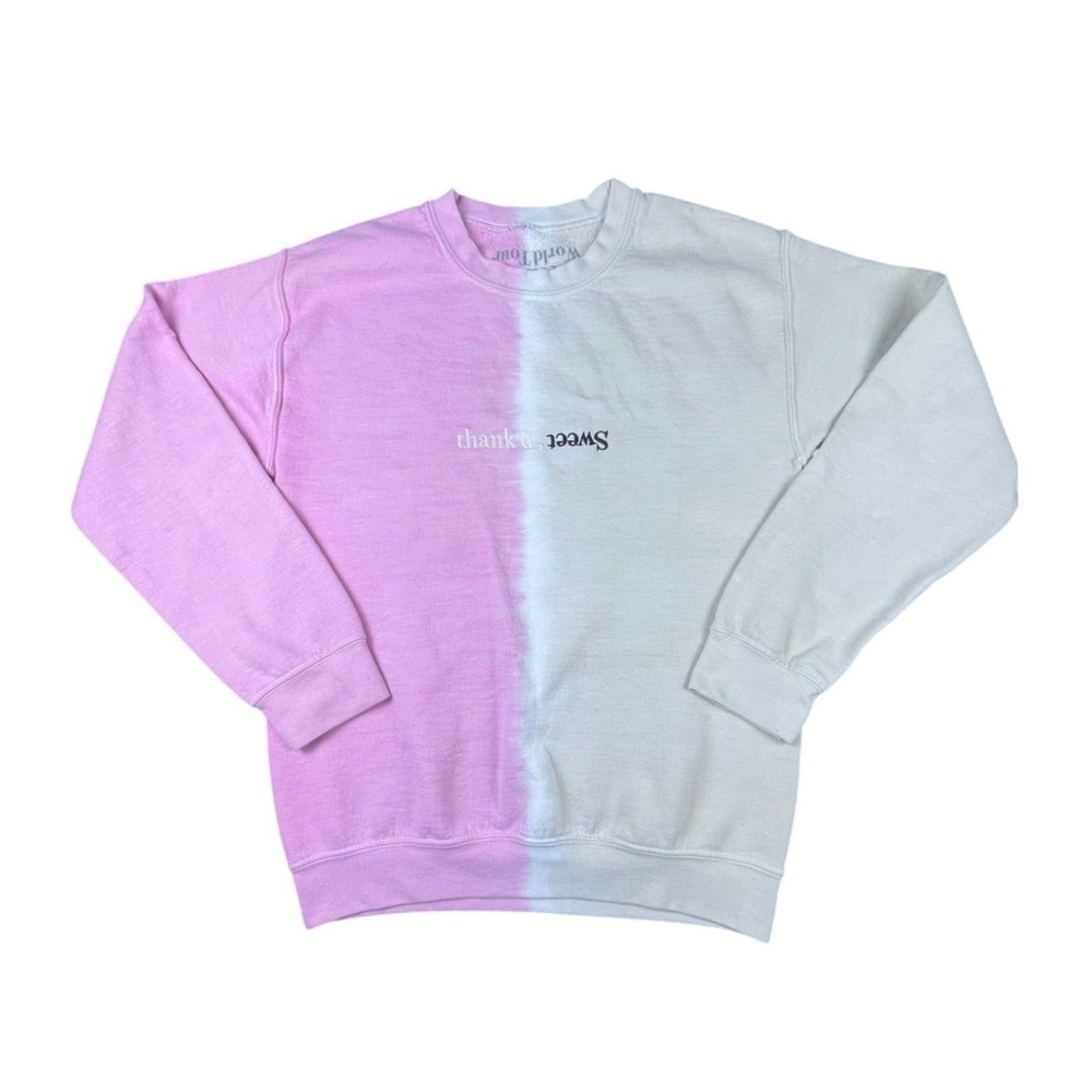 Ariana Grande Womens Pink Split Sweetener World Tour Thank U Sweet Sweatshirt S